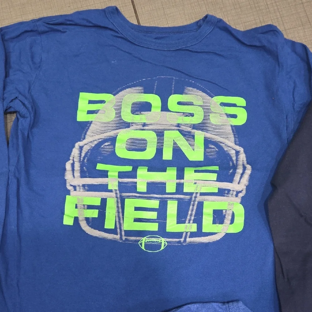 The Children's Place Blue and Black Football Graphic Long Sleeve Tees
